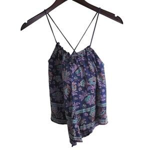 American Eagle Outfitter Womens Bandana Camisole Top size S Blue Shelf Bra